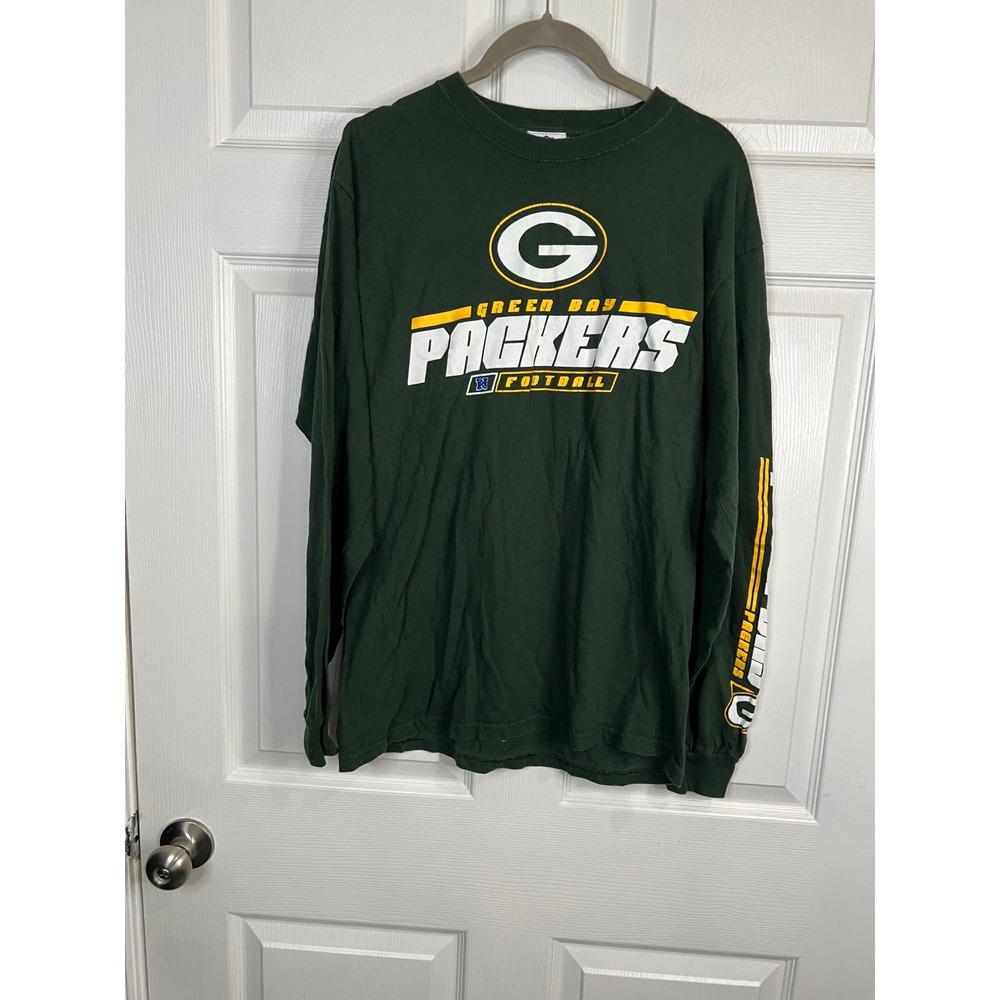 NFL Team Apparel Green Bay Packers Shirt Mens Green Long Sleeve Graphic - Medium